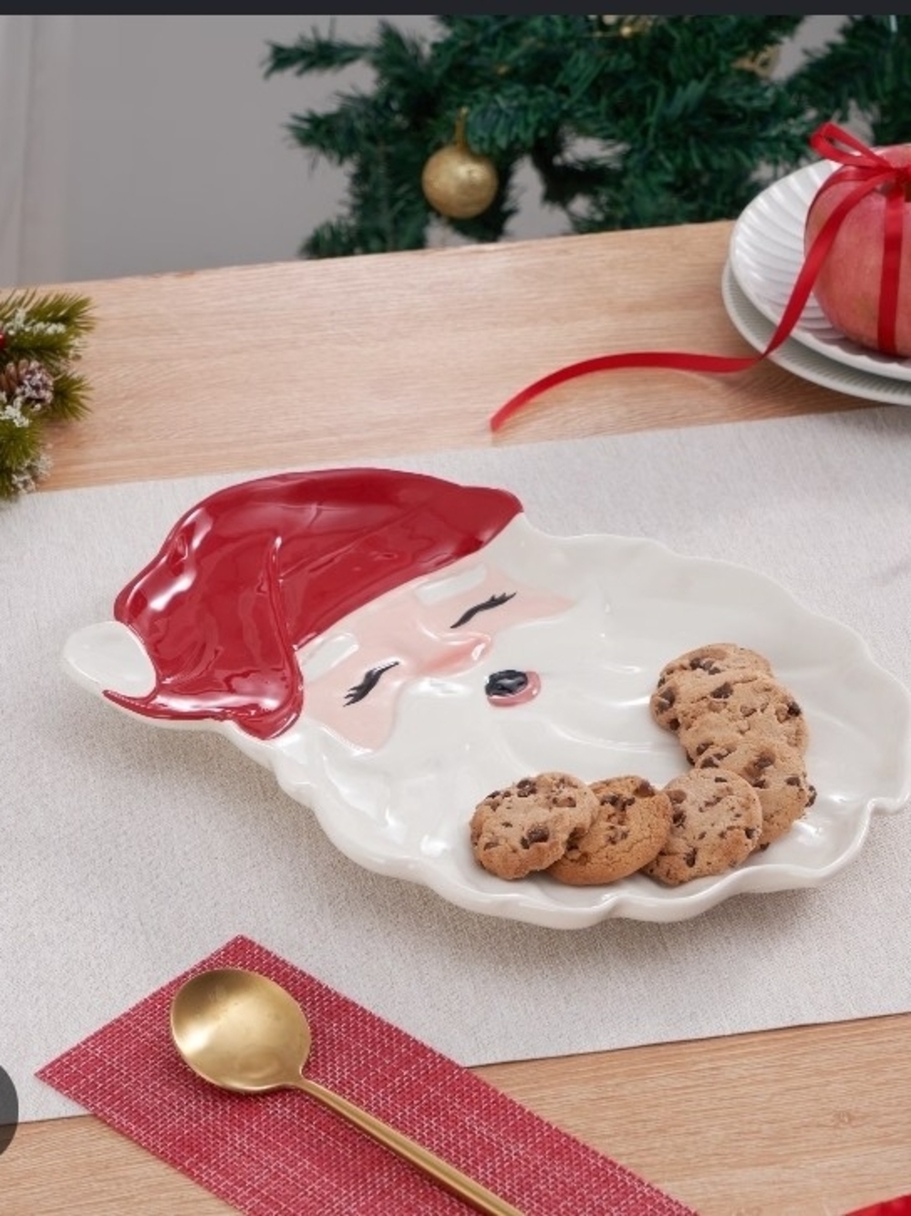 Holiday Santa Ceramic Serving Plate - New In Box!